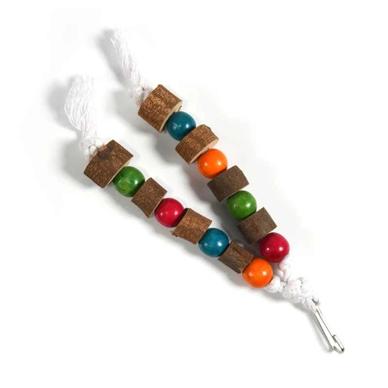 Parrot Toy Wooden Parrot Bird Toy Wood Chew Toy for Parrot Chew Bite Hanging Cage Decoration Beak Grinding with Bell Birds Supplies
