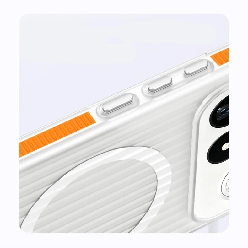Transparent Corrugated Stripe Magnetic Back Cover - Hard PC Case