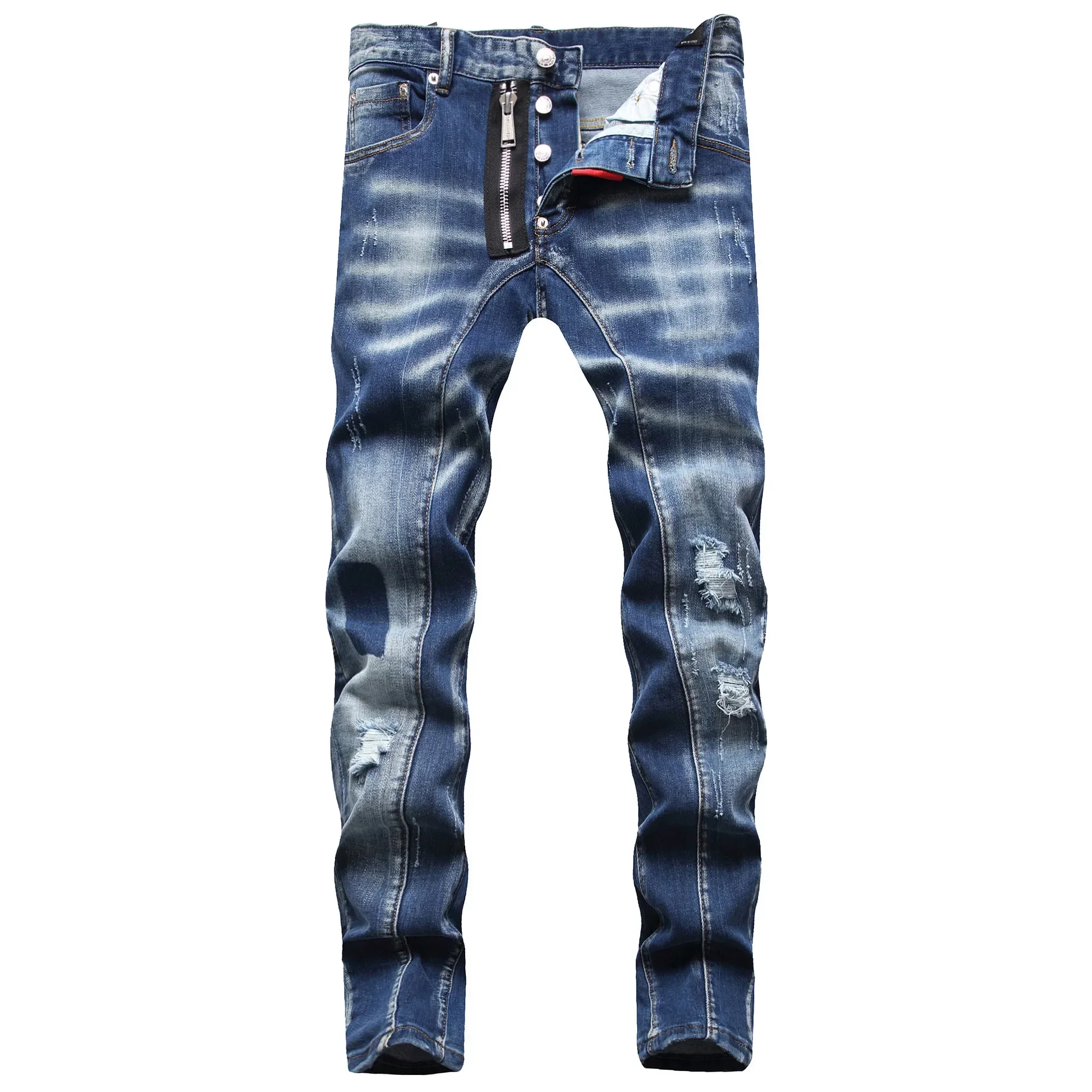 Dsq2 Men's Ripped Jeans Luxury Brand Light Blue Holes Long Jeans Quality Street Fashion Male Stretch Skinny Pants Men Clothing 4