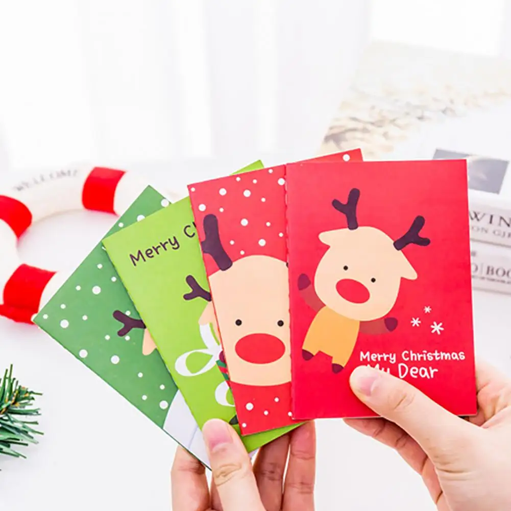 6Pcs Mini Christmas Notepads Festive Santa Claus Snowman Gift Xmas Notepads Pocket-sized Christmas Notebooks Random Color