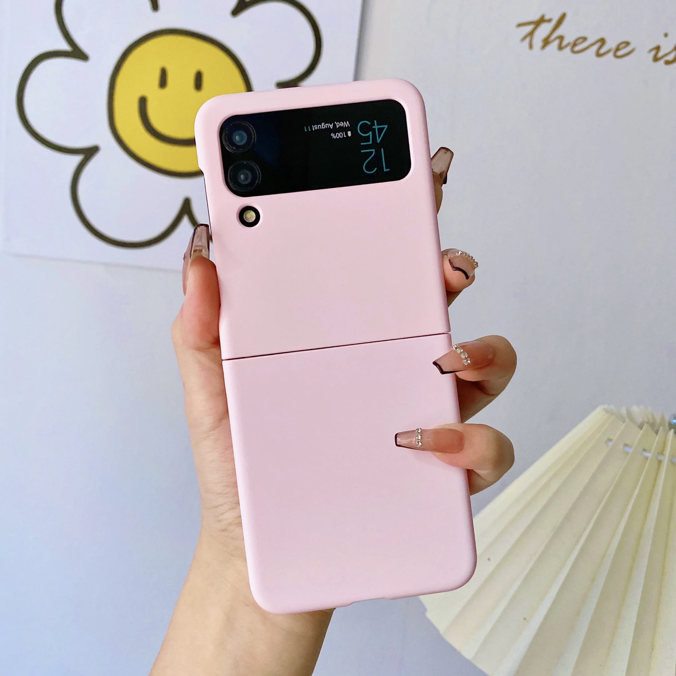 Minimalist Solid Color Protective Phone Case, Foldable Design