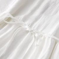 Robes longues d'été vintage brodées de couleur unie pour femmes 2026 – Robe blanche fine et respirante décontractée pour femme – Vêtement élégant 5
