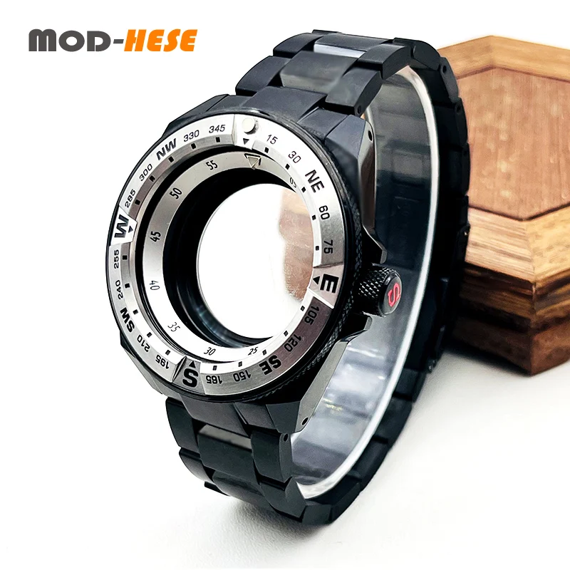 

Mod Seiko Black Samurai King Watch Case and Band Set Fit for NH34 NH35 NH36 7S26 Movement Sapphire Crystal SRPE Watch Cases