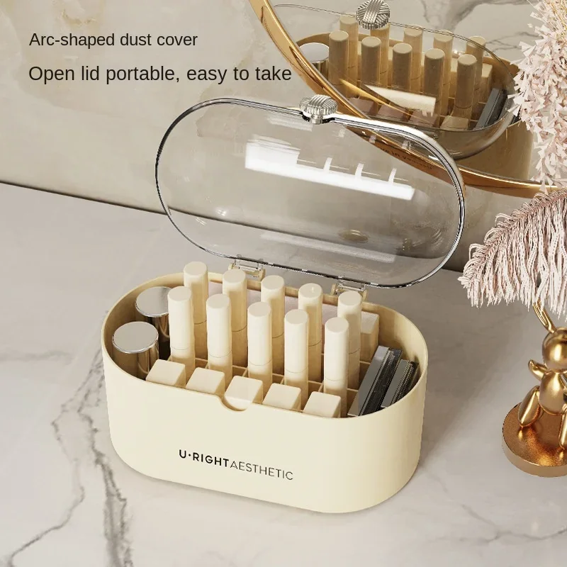 2025 Cosmetics storage box, desktop dresser, skin care product shelf, lipstick finishing box, flip-top small box on the table. 2