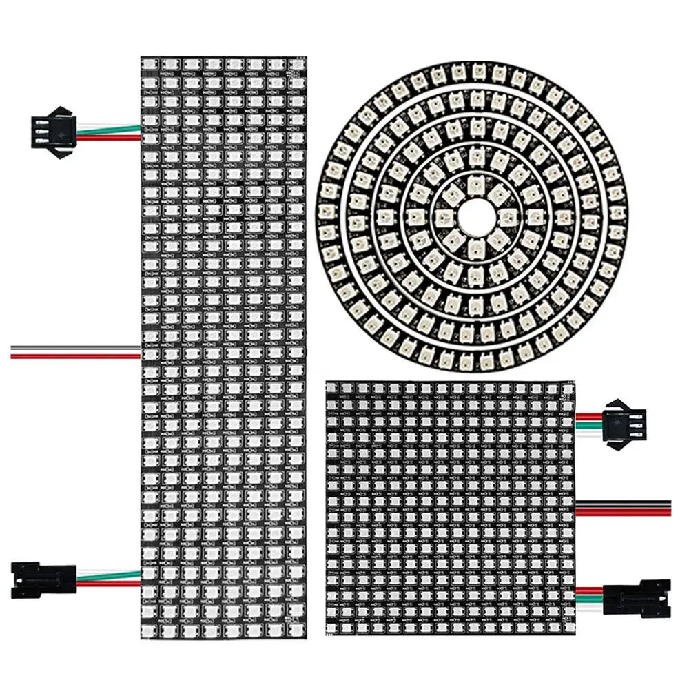 DC5V 8X8 16X16 8X32 Led Digital Pixel Panel Screen 5050 RGB LED Ring Light WS2812B Individually Addressable For Home Decoration