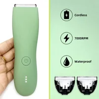 Body Hair Trimmer for Men Balls Waterproof Green Electric Shaver Trimmer Machine for Man Shaving Groin Trimmers Sensitive Areas 1