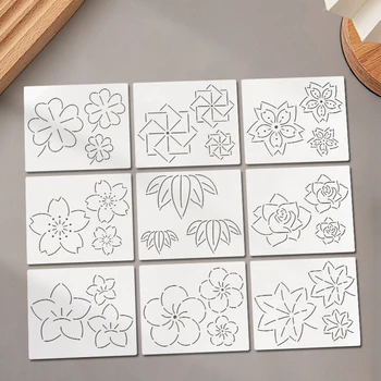 YOMDID 9pcs Flower Embroidery Templates DIY Botanical Quilting and Sewing Templates for DIY Artwork and Handcrafted Embroidery 1