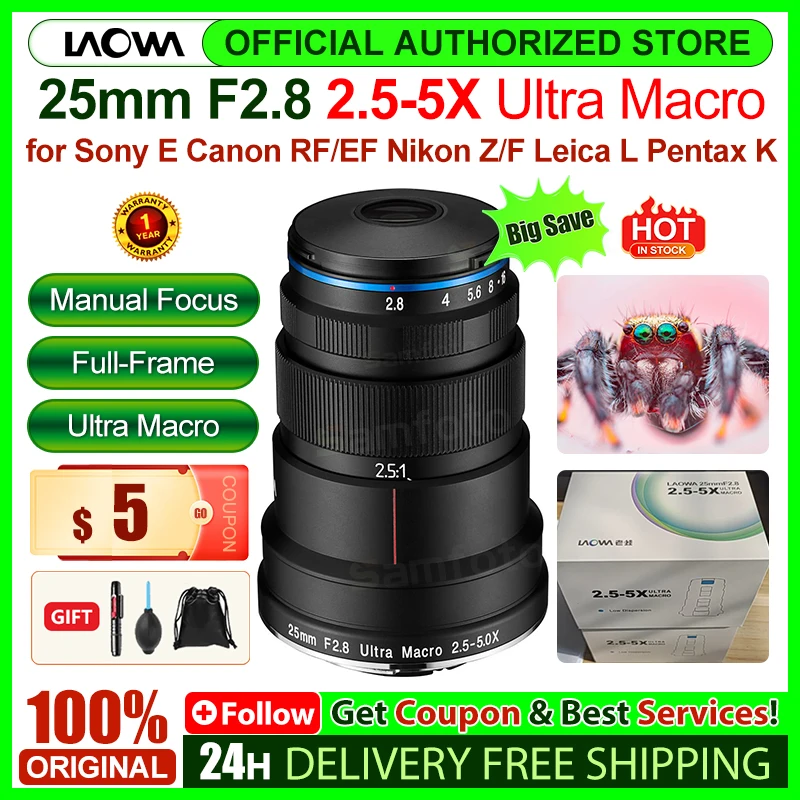 Venus Optics Laowa 25mm f/2.8 2.5-5X Ultra Macro Lens for Sony E
