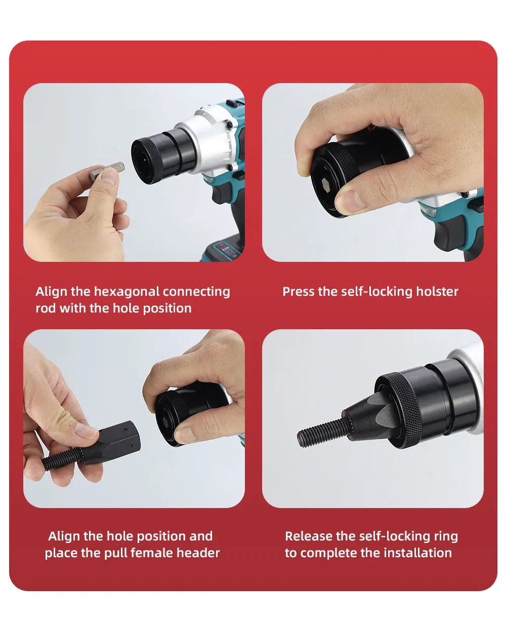 HIFESON Electric Rivet Gun Powerful Brushless Electric Submachine Gun Automatic Riveting Nut Gun Riveting Tool M3M4M5M6M8M10