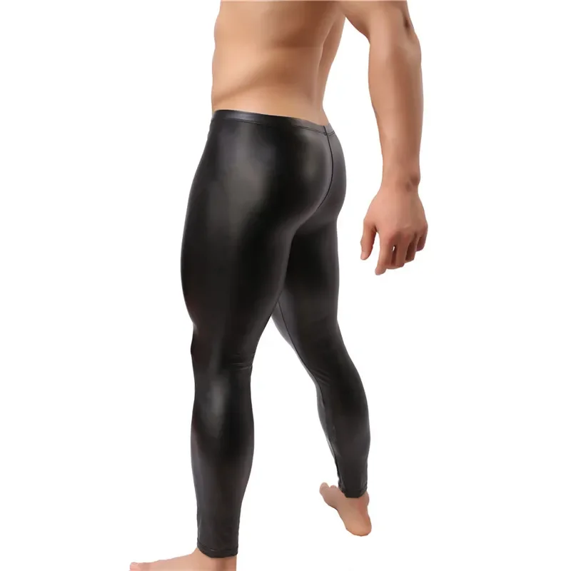 High Quality Men Faux Leather Skinny Pencil Pants Sexy Skinny Leggings Clubwear Bodywear Trousers Man Slim Fit Leather Leggings