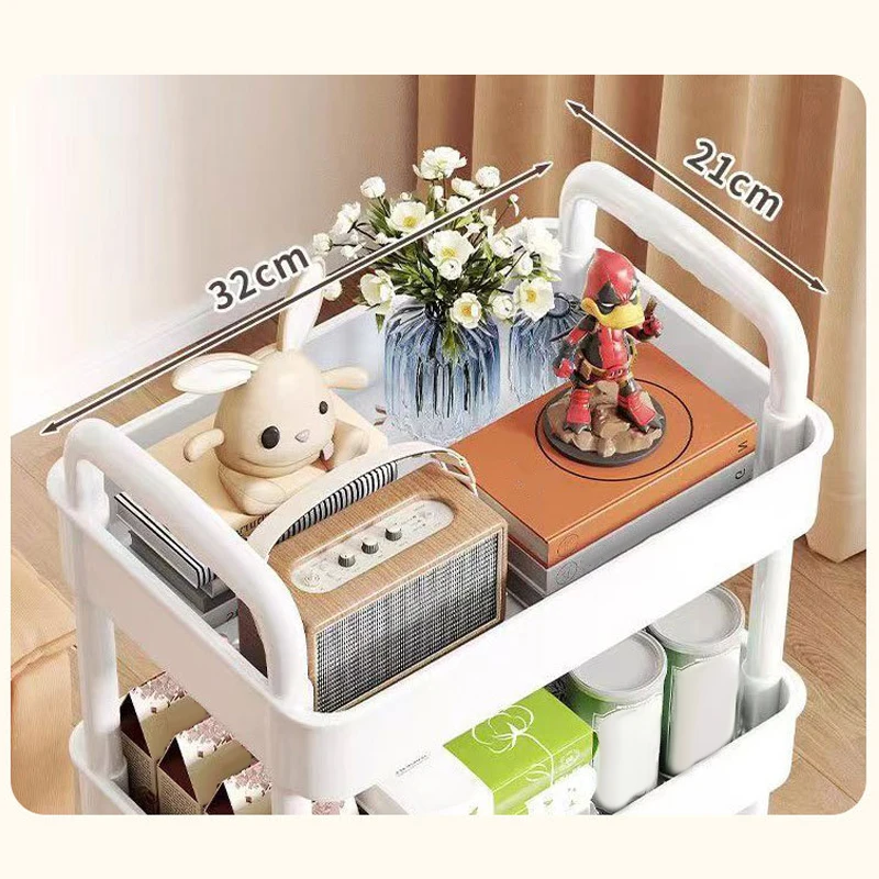 Plastic Storage Rack Storage Rack Storage Cart Small Cart Rack Multilayer Kitchen Floor Good Movable Snack Toilet Storage Multifunctional Household Good