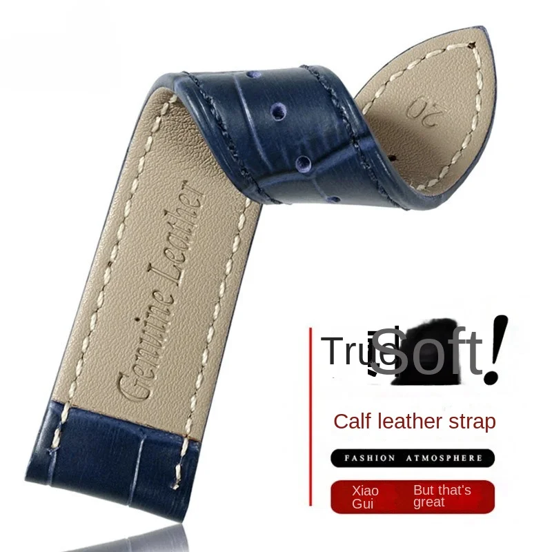 Premium Genuine Leather Dark Blue Watchband - Unisex Strap Bracelet