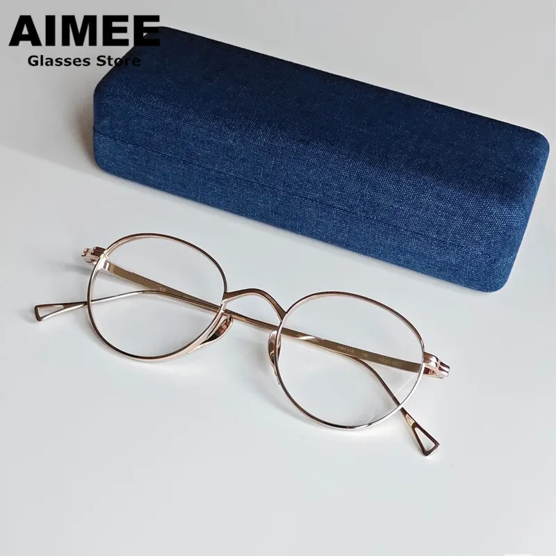 Brand Designer Titanium Ultralight Glasses Frame KMN113 Men Women Retro Oval Round Eyeglasses Fashion Handmade Spectacles Frames