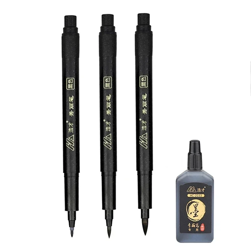 Calligraphy Pen Brush Pen Hand Lettering Black Ink Markers Art Writing Office School Supplies Stationery Student 3pcs/lot