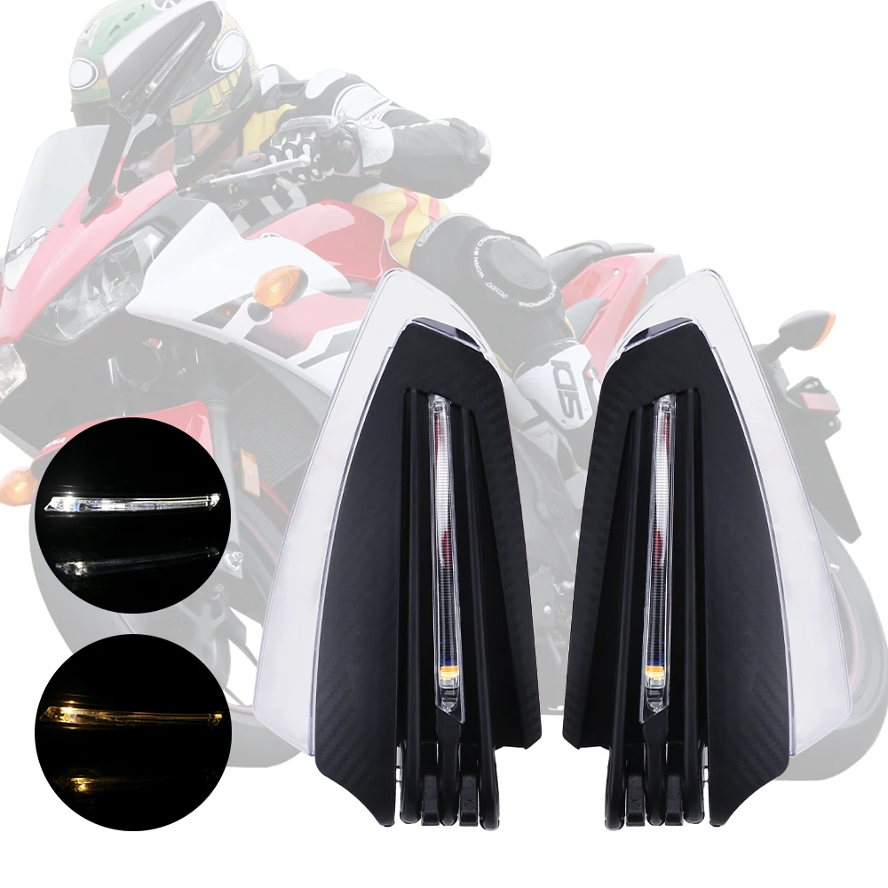 

Motorcycle Hand Guards 1 Pair 22mm 7/8 Windproof Motorcycle LED Hand Guard Shield with Turn Signal Light Universal