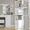 Makeup Vanity with Mirror and 10 LED Lights,9 Drawers Makeup Table with 4 Shelves,Fold-up Panel,Vanity Set 3 Lighting Modes 4