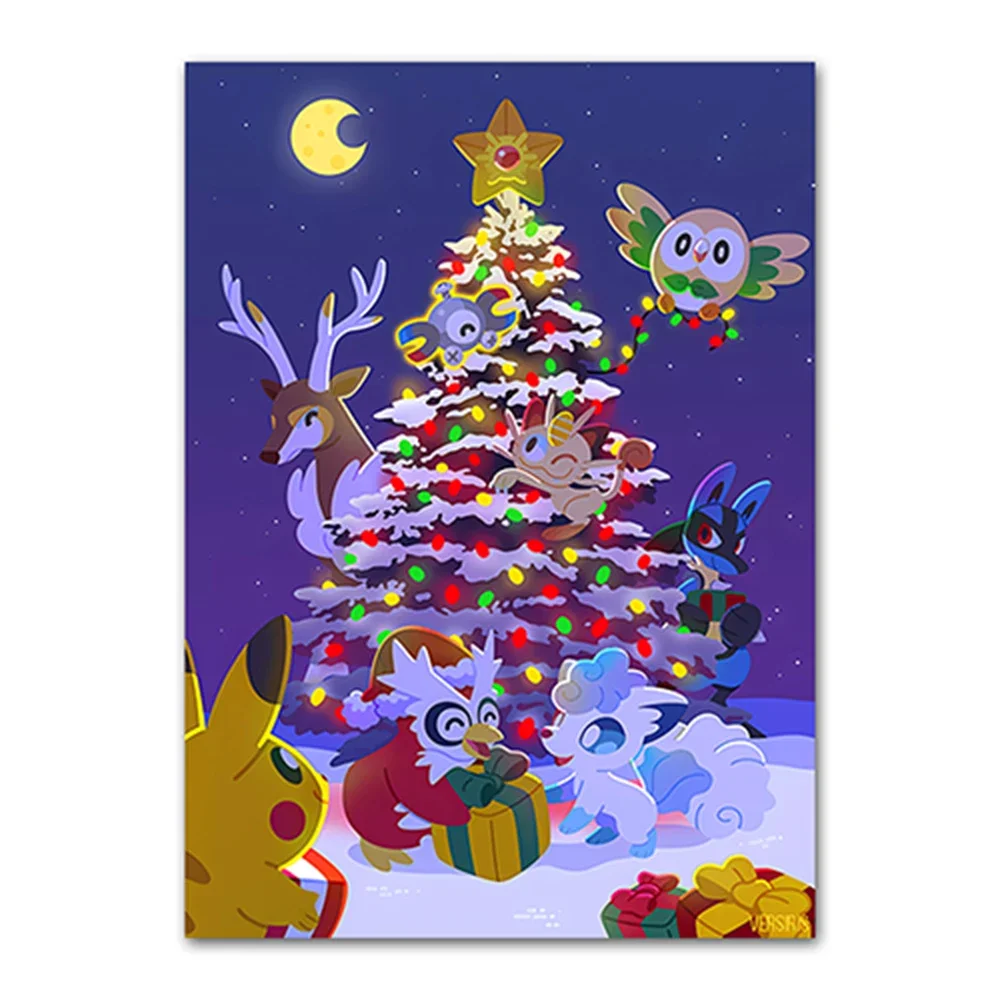 Pokemon Canvas Painting Christmas Wall Sticker Pikachu Snorlax Electabuzz  Eevee Poster Mural Kawaii Kids Toy Birthday Gift - AliExpress, image size:1000x1000