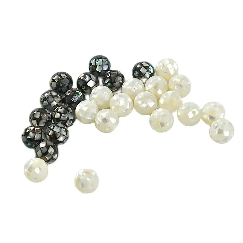 

2strands/lot Class A natural Shell Black Butterfly Shell round ball mosaic For DIY Necklace Jewelry Making 15" Free Shipping