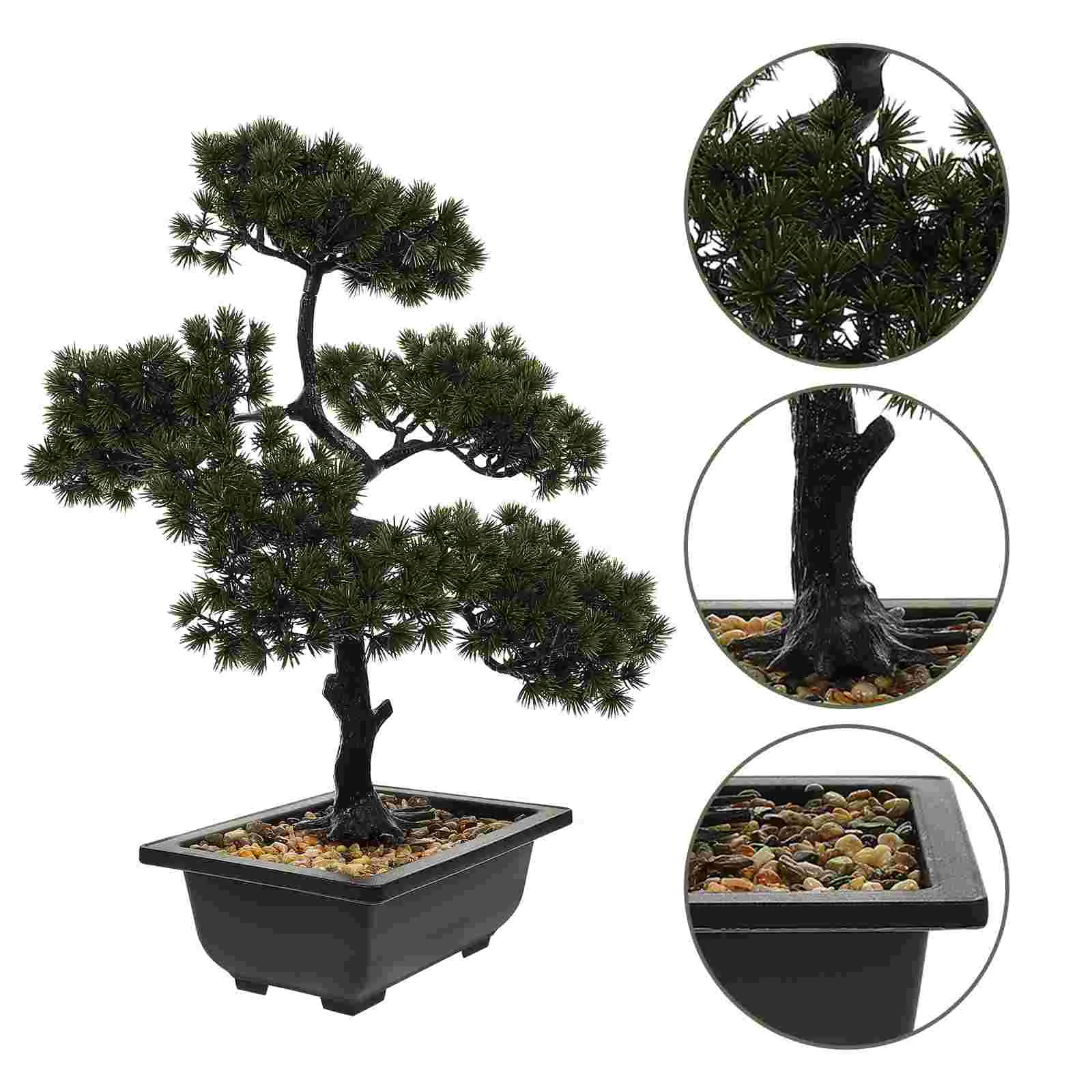 

Artificial Bonsai Pine Tree Faux Simulation Potted Plant Desk Display Fake Bonsai Ornaments