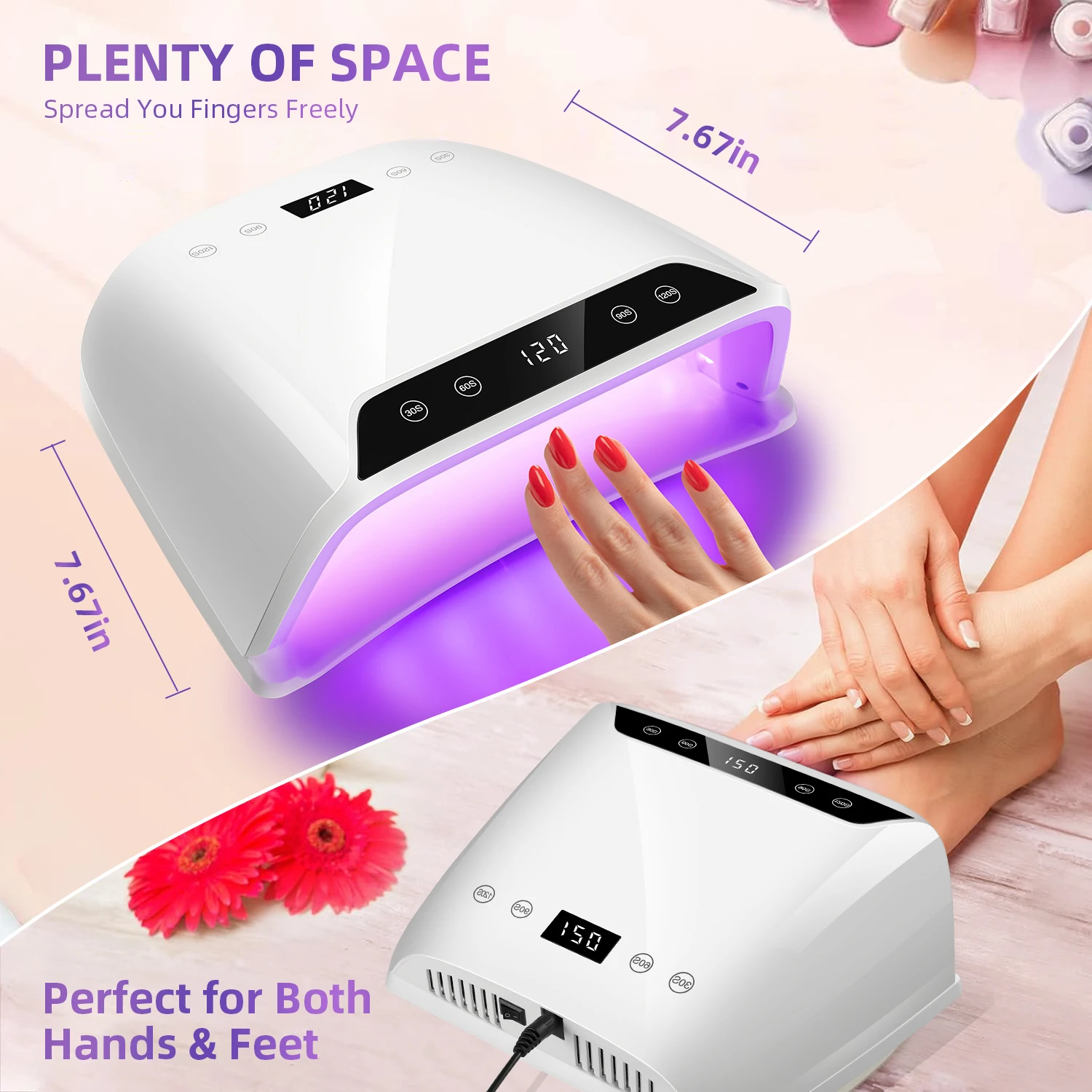 72LEDS Nail Drying Lamp For Nails Gel Polish With 4 Timer Setting HD Display Screen Auto Sensor Professional Nail Drying Machine 6