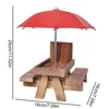 Wooden Squirrel Feeder Bird Squirrel Feeder Creative Pet Dining Table With Bench Hanging Feeding Table Mini Umbrella Ornament 6