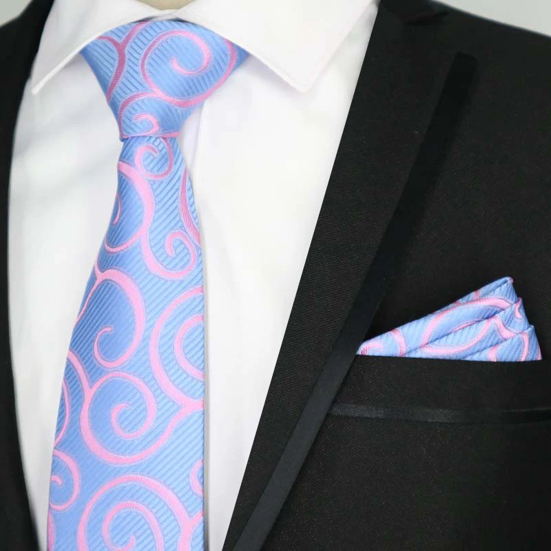 Rosa Farbe Krawatte Set 8CM Herren Krawatte Krawatten Sets Für Mann Floral Dot Streifen Jacquard Krawatte Krawatte Business party Corbatas – Detail 4