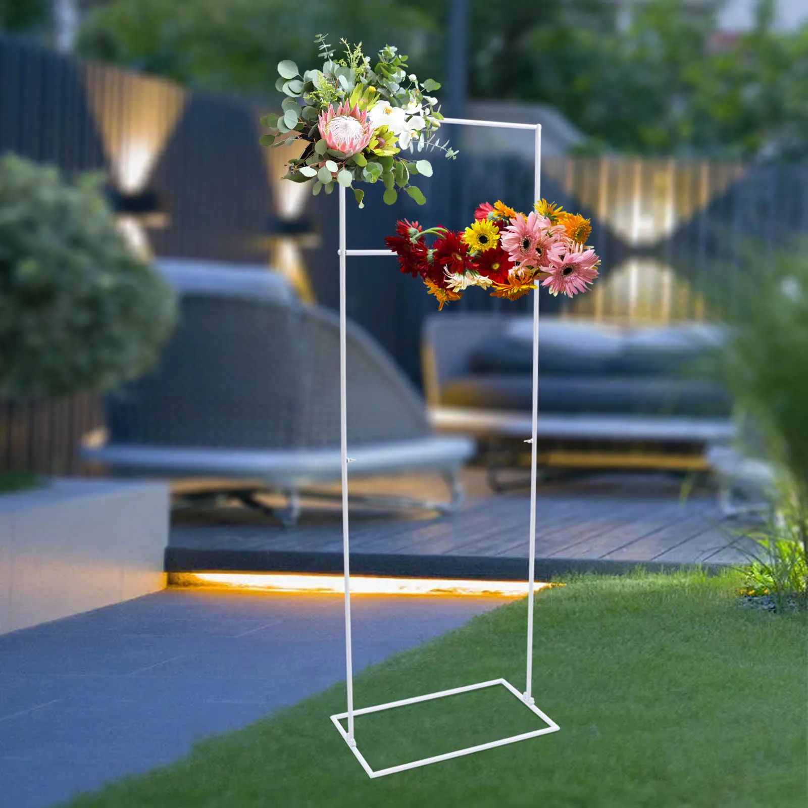 Wedding Arch Backdrop Stand Square Wedding Arches for Ceremony White Metal Arch Stand Garden Floral Arbor