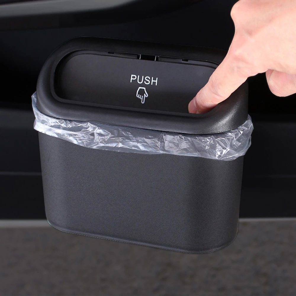 Portable Car Trash Can Hanging Mini Vehicle Garbage Organization With Lid Multifunctional Folding Automotive Garbage Storage Box