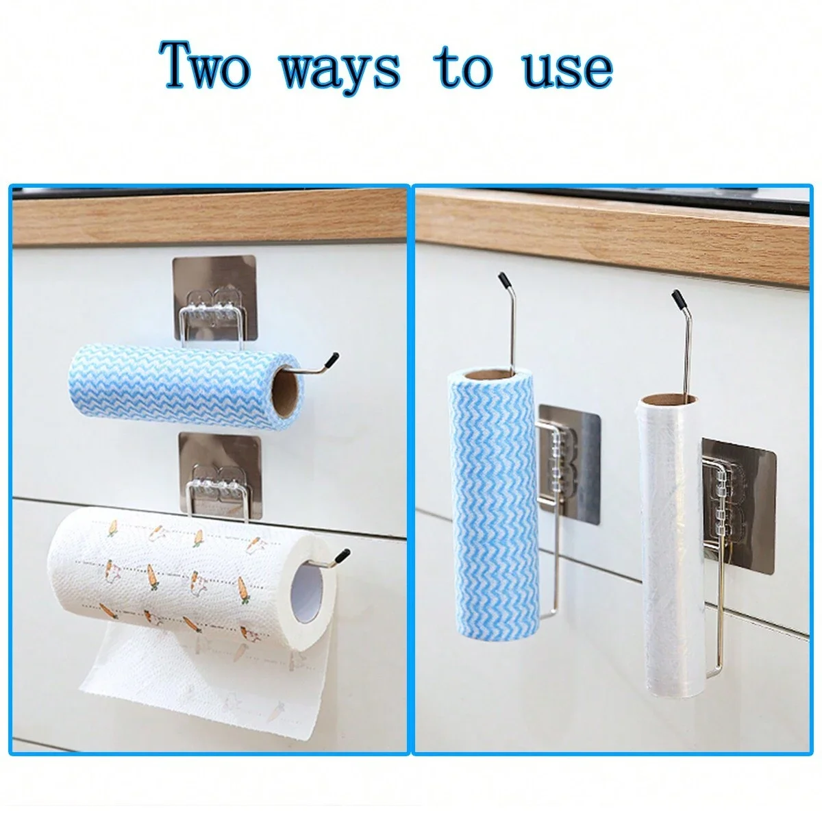 Kitchen paper towel stand glue toilet rack towel, hang tissue dispenser roll napkin cabinet storage accessories- 2 pieces