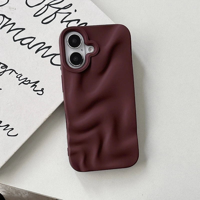 Elegant Wine Red 3D Water Ripples Phone Case - Soft Silicone Back Cover