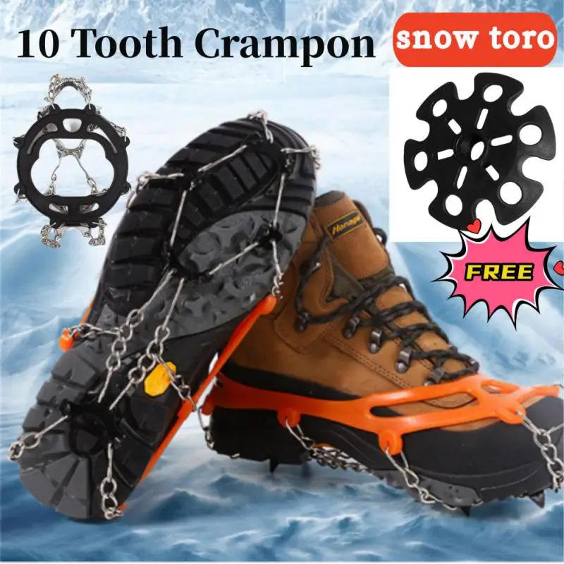

10 Teeth Crampon Mountaineering Snow Antiskid Crampon Shoe Cover Ice Grasping Skiing Claw Hiking Climbing Protection Gear