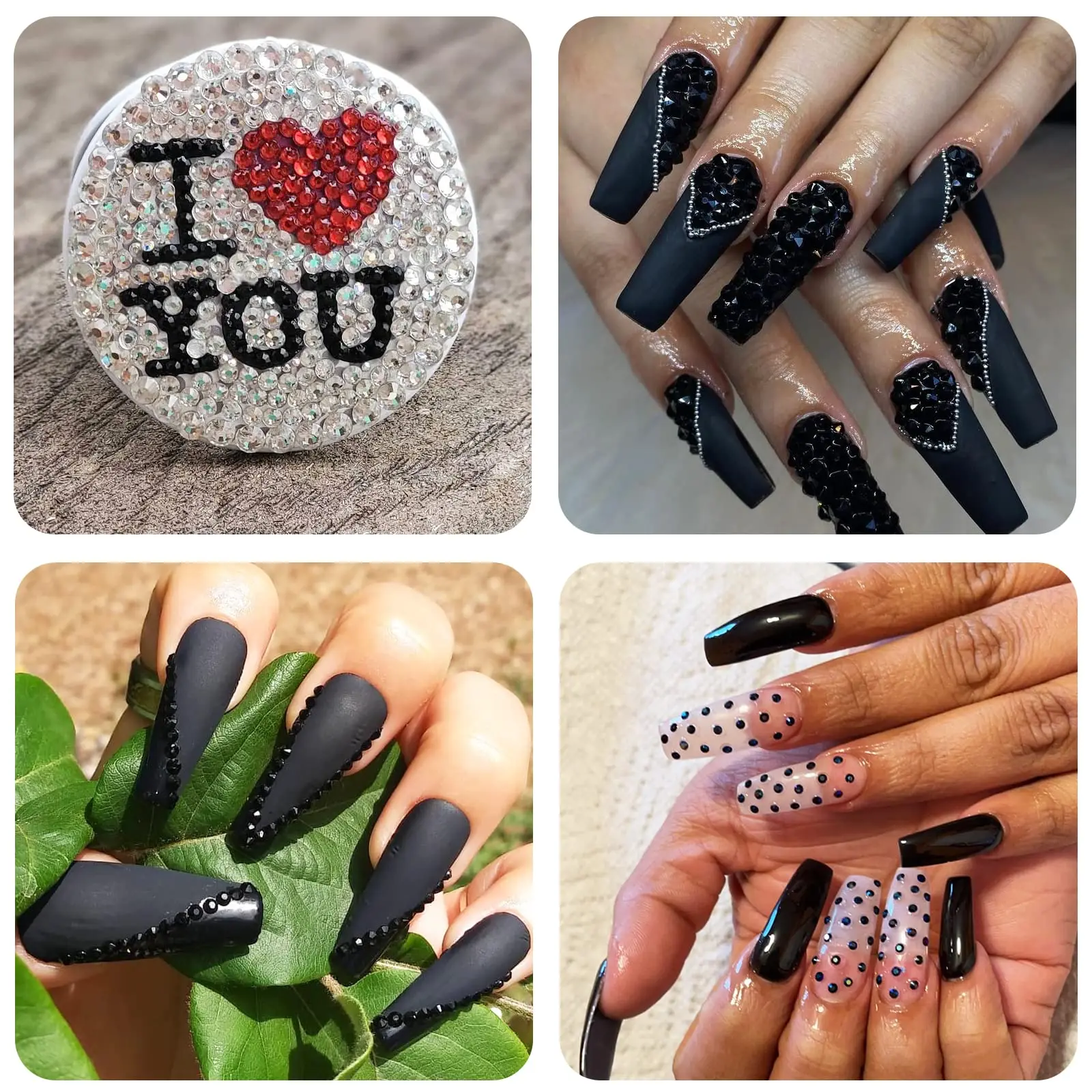 Nail Art Strass-Set, Nagel-Edelsteine, AB-Glas, flache Rückseite, Edelsteine, Steine, mit 1 Aufbewahrungsbox, 5 Pickers/1 Pinzette* – Detail 17