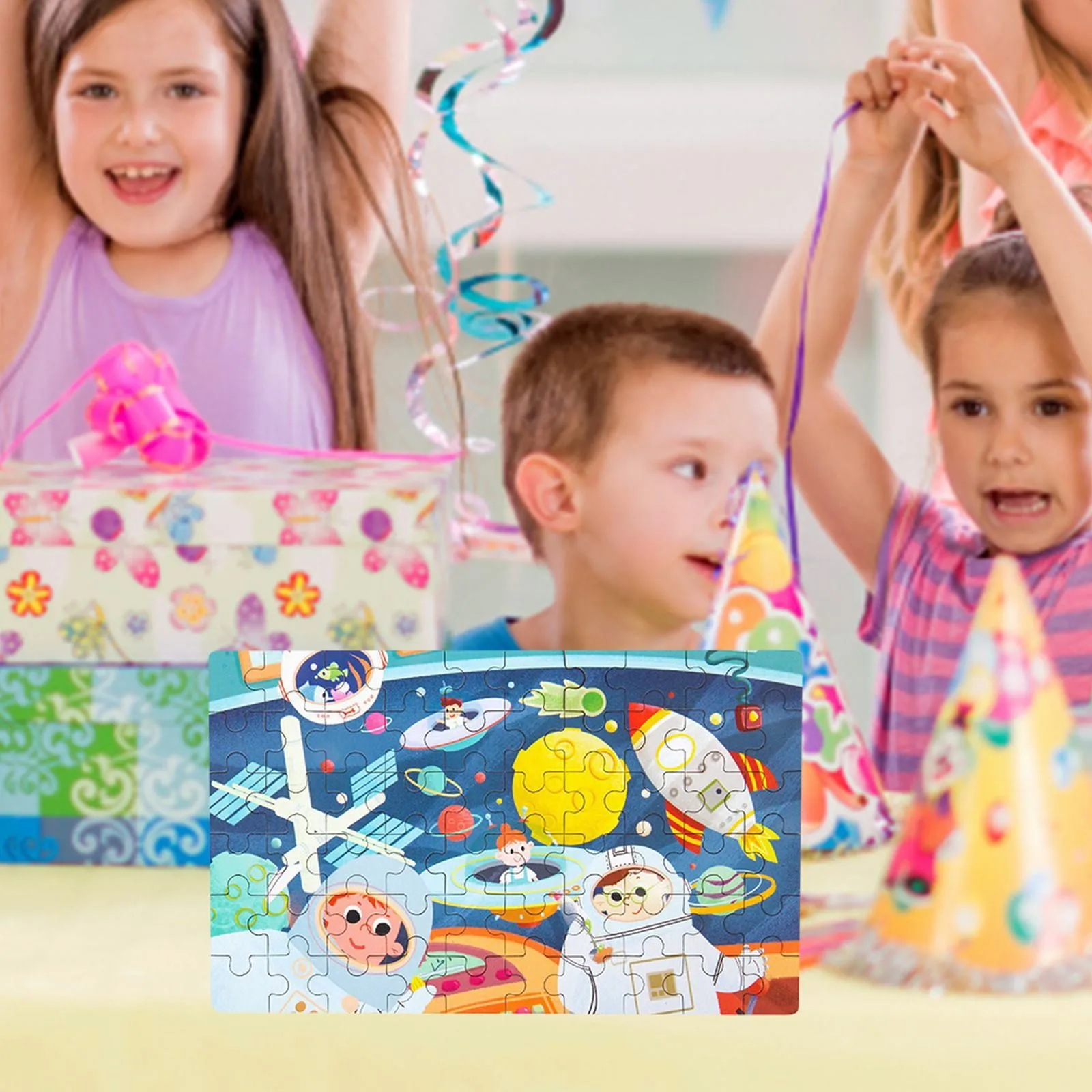 60 Pieces Of Box Puzzle For Children Preschool Education Anime Cartoon Wooden Puzzle Toys Space Astronauts Cabins