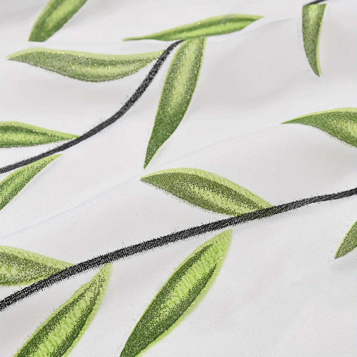 2pcs Contemporary UV-Protective Polyester Sheer Curtains with Willow Print - Rod