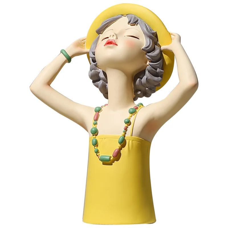 

Cute Hat Grasping Girl Resin Craft Decoration Home Decoration Statue Craft Decoration Figure Model