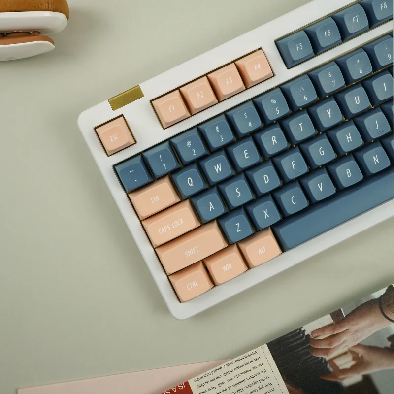 Retro Azul Teclado Mecânico Keycaps Rosa Vintage Keycaps Double Shot Custom Keycaps 137 Teclas Idobao eu - Imagem 6