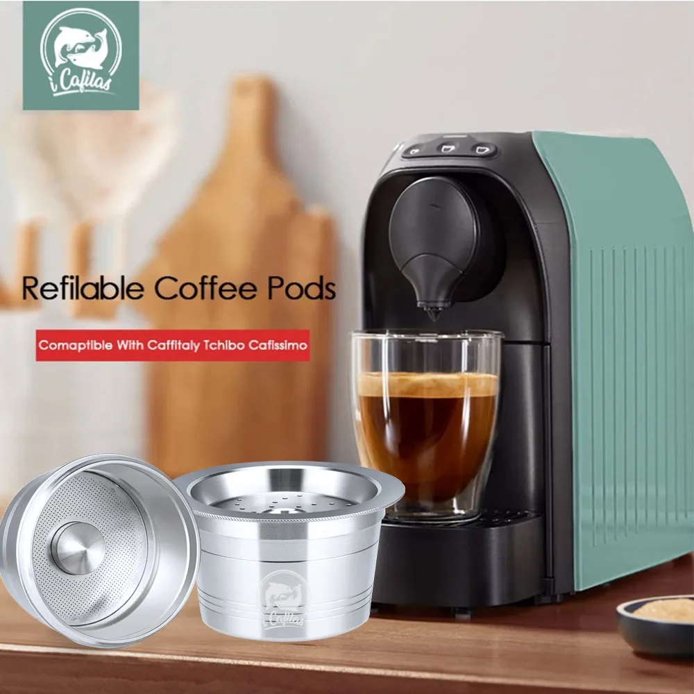 

Icafilas Reusable Filters Pod for K-fee Stainless Steel Tchibo Cafissimo Coffee Capsule fit Tchibo Cafissimo of Three Hearts