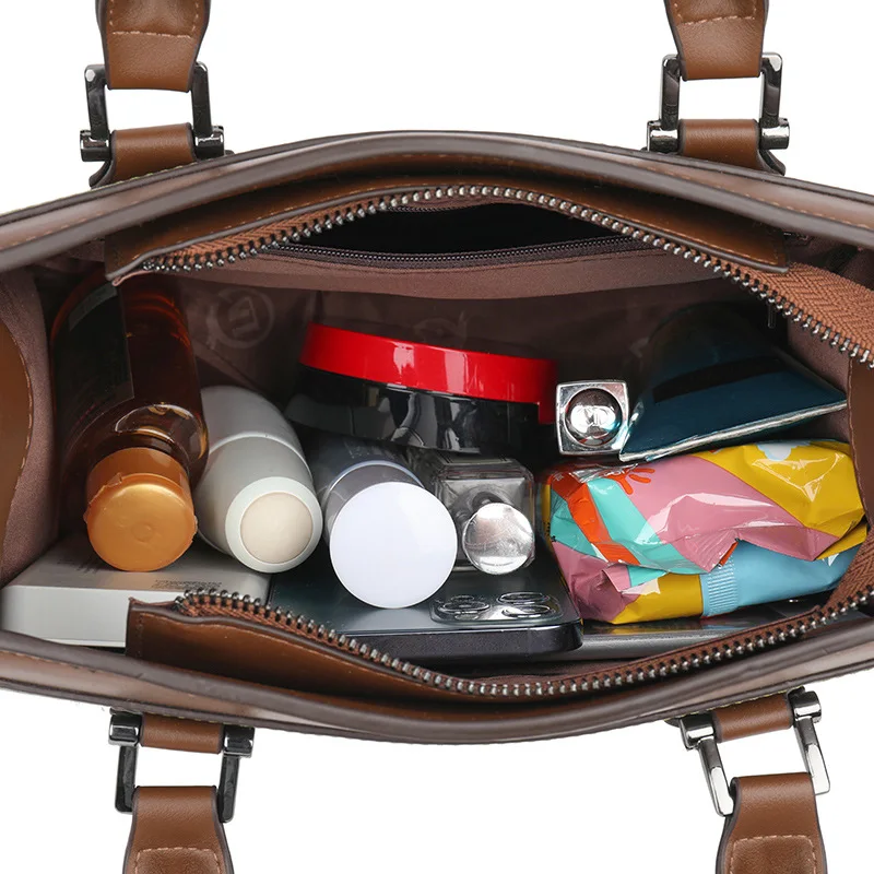 2024 New Retro Shoulder Tote Bag For Women High Quality Commuting Handbags Female Casual Simple Plaid PU Leather Crossbody Bags