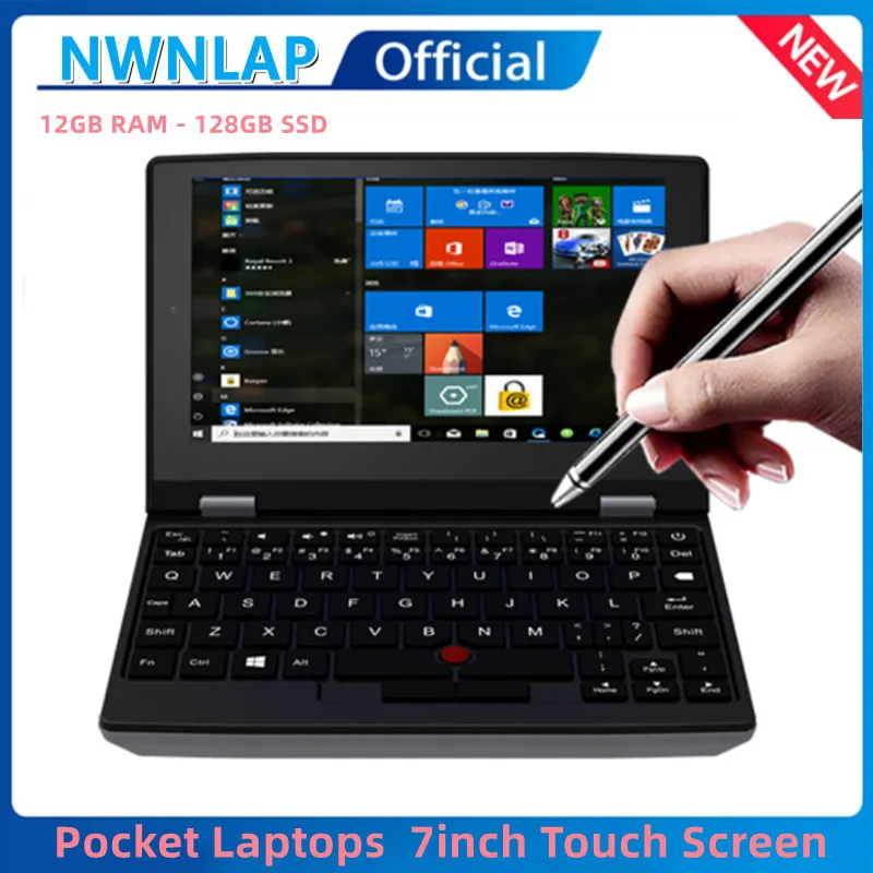 2023 Portable Mini Notebook Laptop Micro Computer 7 Inch Touch Screen Intel N4000 12GB+128GB IPS Netbook Win 10 Pro PC 2.0MP CAM