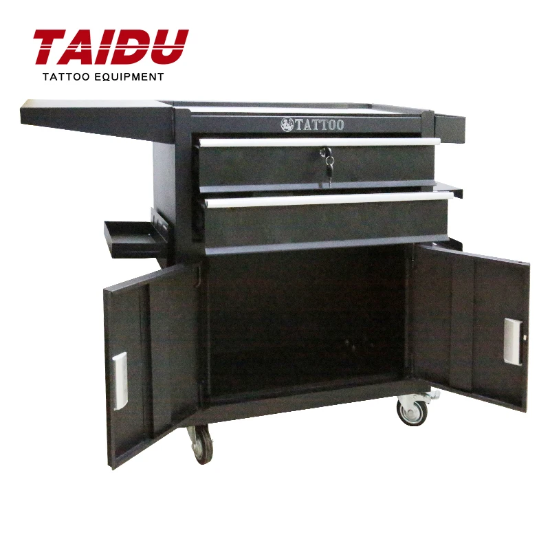 TAIDU Tattoo Tool Cart With Two Darwers Tattoo Tool Box Work Station With Universal Wheel Steel Tattoo Toolbox 1 pc 4 inch pvc universal wheel flat bottom industrial caster cart freezer trolley cross border manufacturer supply