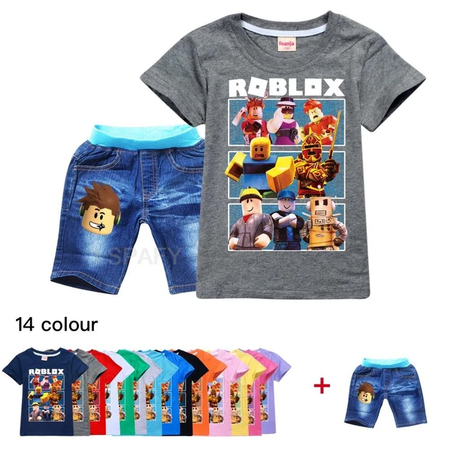 ROBLOX-Conjunto de t-shirt e shorts para meninos de mangas curtas, moda  infantil, roupa impressa em 3D, terno de férias infantil, novo, 2 peças -  AliExpress