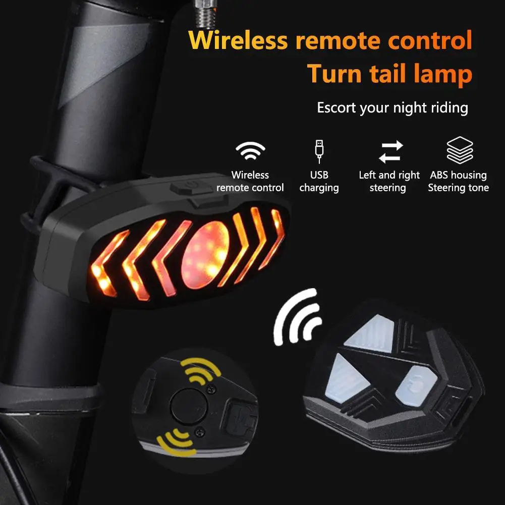 Bicycle Turn Signals Light Wireless Bike Tail Light Smart Remote Control Light Mountain Road Bike Safety Warning Brake Light