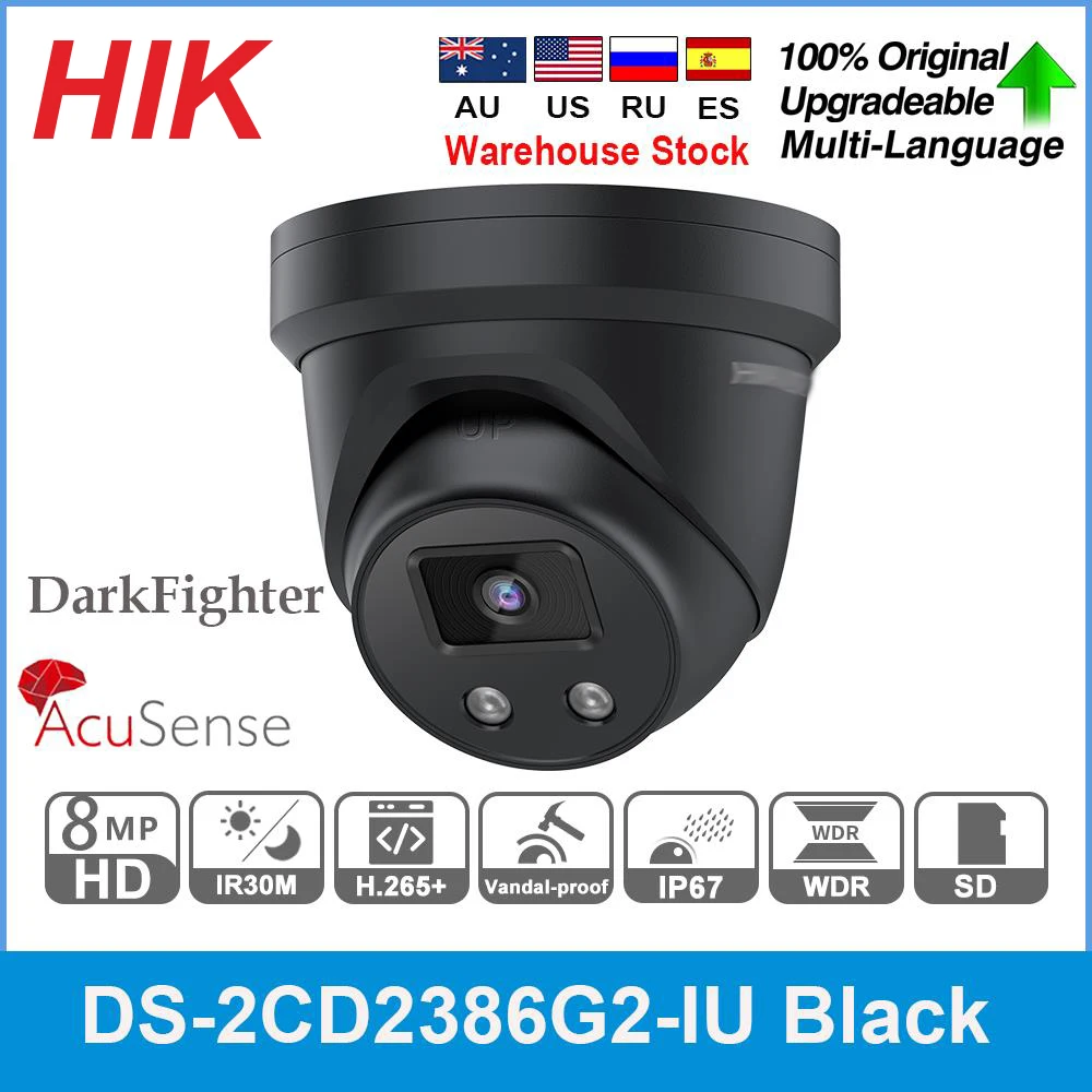 DS-2CD2386G2-IU 4mm HIK 8MP AcuSense IP Camera, 4K PoE Turret Network Camera with Human/Vehicle Detection, DarkFighter, Built-in Mic, 98ft I並行輸入品