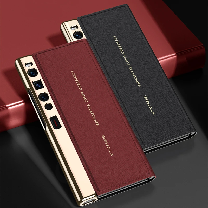 Original Case For Huawei Mate XS 2 Luxury Plating Painted Leather Magnetic Fold