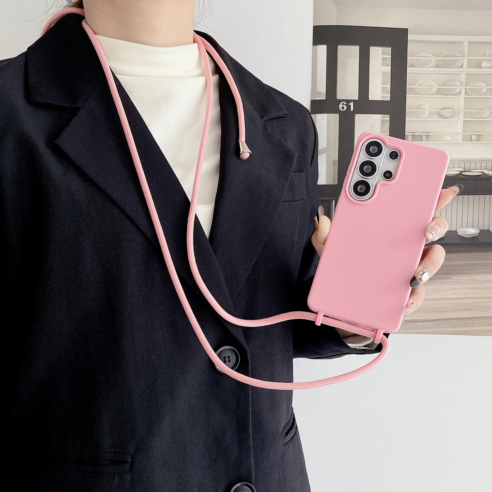 Versatile Necklace Crossbody Strap Phone Case with Soft Silicone Lanyard Cover