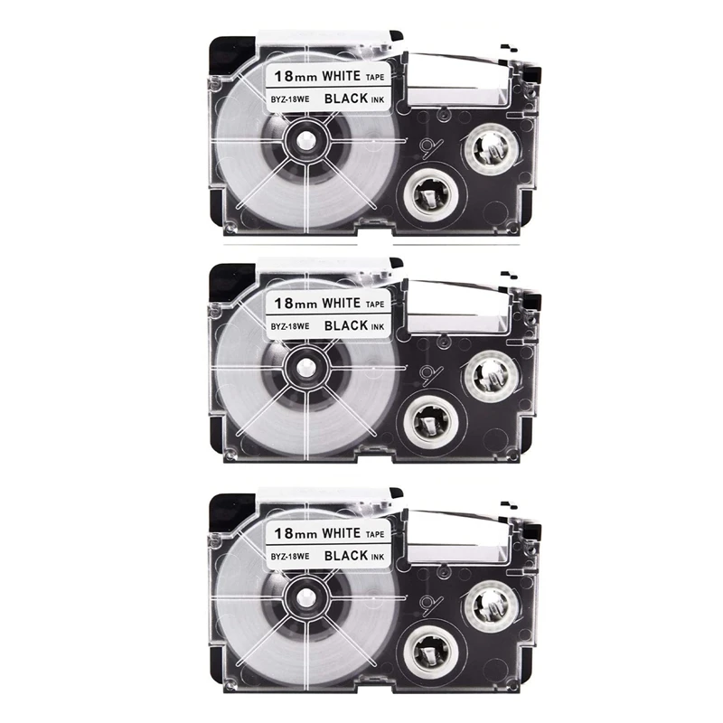 3-Pack Label Tape Compatible XR-18WE XR18WE For Casio Label Maker Tape 18Mm For EZ Label Maker KL-750 KL-780 KL-7000