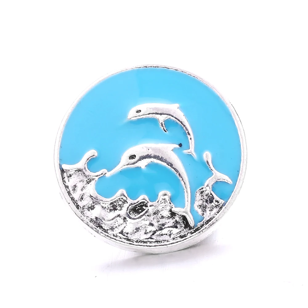 30pcs Crystal Rhinestone Dolphin 18mm Snap Buttons for Snaps Bracelet Necklace Jewelry