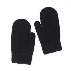 Women Fashion Winter Keep Warm Plush Gloves Elasticity Soft Full Fingers Mittens Imitation Rabbit Fur Knitted Girls Black Gloves