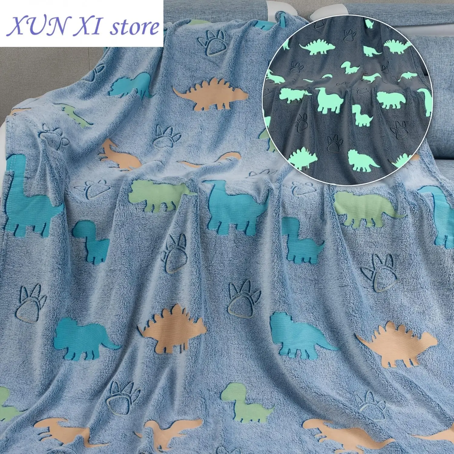 

2023 Glow in The Dark Dinosaur Throw Blanket Dinosaur Flannel Glowing Blanket for Bed Sofa Couch Birthday Gift for Kids Adult