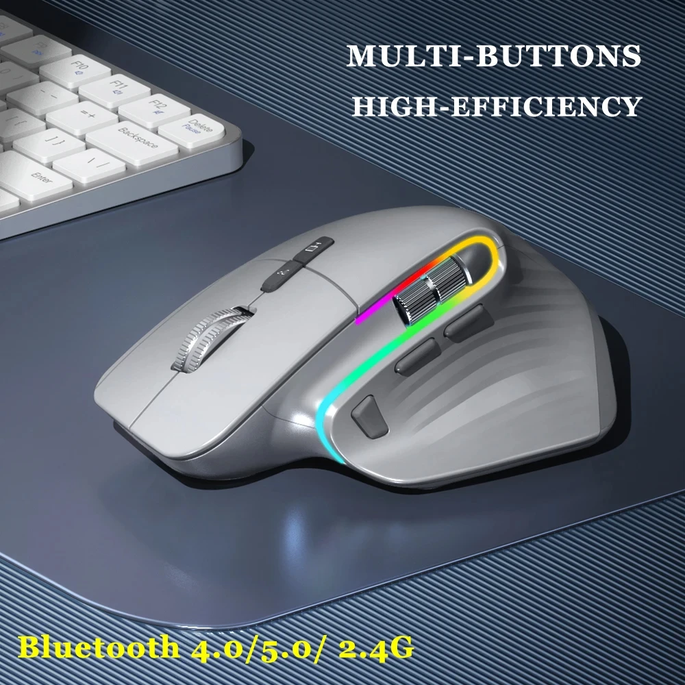 Mouse sem Fio Bluetooth Tri-mode Gaming 2.4g Mute Ergonômico Usb-c Rgb Recarregável 5dpi Laptop pc Tablet Macbook